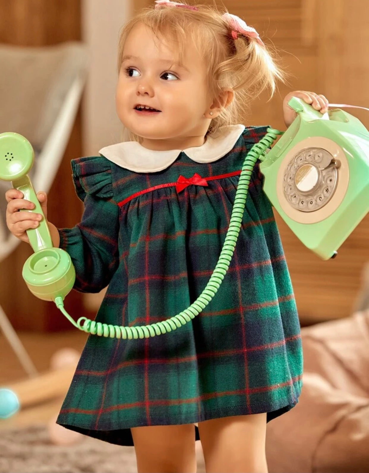 Baby Doll Plaid Green Dress sharlette Grace Boutique Baby Doll Plaid Green Dress sharlette Grace Boutique
