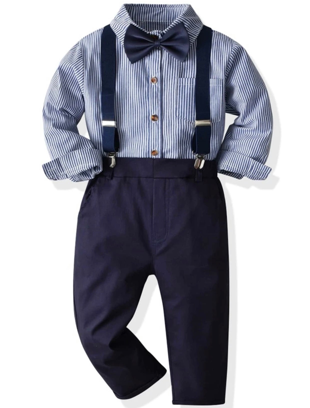 William Bow Striped Shirt & Suspender Pants